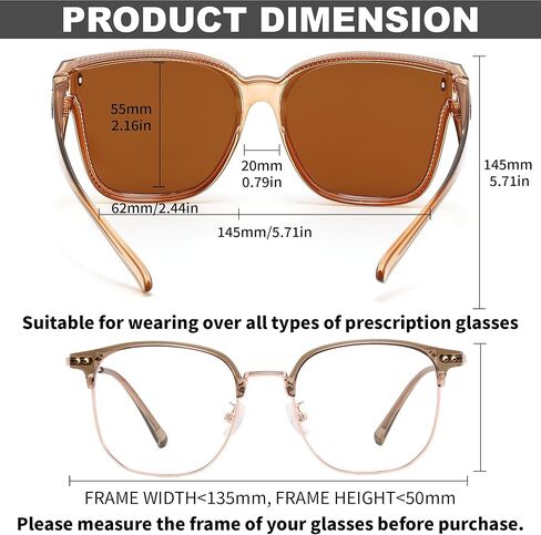 FEISEDY Polarized Sunglasses Fit Over Glasses for Men Women, Oversized Square Sun Glasses UV400 Protection Shades B4187 in Saudi Arabia