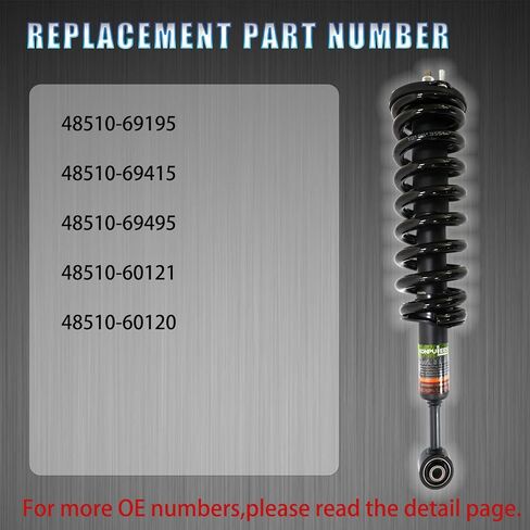 48510-69195 قطعتان من ممتص الصدمات الأمامي مع مستشعر. متوافق مع لكزس GX470 4.7L 2003-2009 تويوتا لاند كروزر برادو 120 2002-2009. استبدال OE لـ 48510-69415، 48510-69495 in Saudi Arabia