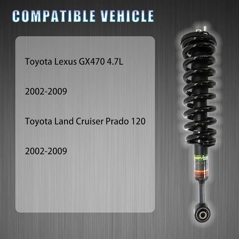 48510-69195 قطعتان من ممتص الصدمات الأمامي مع مستشعر. متوافق مع لكزس GX470 4.7L 2003-2009 تويوتا لاند كروزر برادو 120 2002-2009. استبدال OE لـ 48510-69415، 48510-69495 in Saudi Arabia