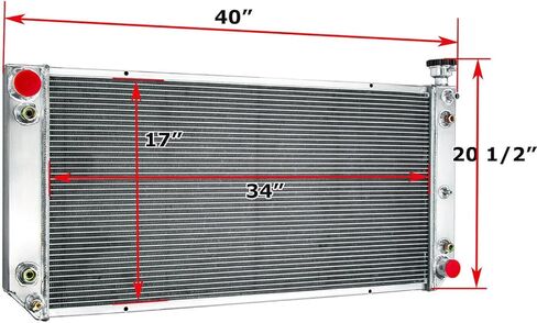 ALLOYWORKS Radiator Compatible with 1989-1993 Chevy GMC C/K Series 1500 2500 3500 Picku 6.2L V8 Diesel Car Radiators, 1990 1991 1992 4 Row Core Radiator, OEM# CC391, Crossflow Radiator(34" x 17" Core) in Saudi Arabia