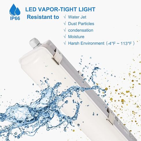 dakason 8ft أدى ضوء ضيق بخار 120-100-80w الانضباطي، 15600lm أدى بخار دليل الإضاءة لاعبا اساسيا ip66 100-277v، أضواء متجر في الهواء الطلق للماء لوقوف السيارات المرآب غسيل السيارات مستودع 2-حزمة in Kuwait