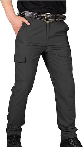 Men's Hiking Cargo Pants Quick Dry Waterproof Tactical Pants Multi Pockets Lightweight Outdoor Fishing Work Trousers in Saudi Arabia