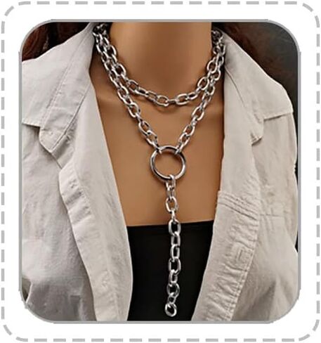 Chunky Gold Necklaces for Women Gold Layered Necklaces Punk 8090s Hip Hop Necklaces Cuban Link Chain Necklaces Layered Choker Necklaces Prom Jewelry Freaknik Outfit Accessories in Kuwait