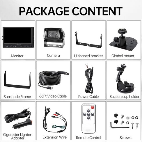 7" AHD 1080P Back up Camera Systems for Truck Plug and Play, IP69K Waterproof Heavy-Duty Reverse Camera, 20G Vibration-Proof for RVs/Trailers/Tractors/Excavators/Caravans/Heavy Equipment in Saudi Arabia