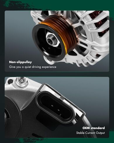 SCITOO Alternator Fits for Chevrolet for Malibu 3.5L 2007-2010,for Pontiac for G6 3.5L 2006-2010,for G6 3.9L 2006-2009,for Saturn for Aura 3.5L 2007-2008 12V 125Amp CW 6-Groove Pulley 11142 in Saudi Arabia