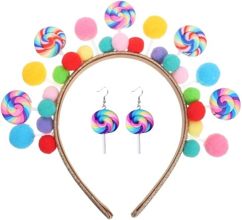 عصابات رأس على شكل قصب الحلوى للنساء للهالوين وأعياد الميلاد وعصابة رأس بوم بوم لوليبوب وإكسسوارات الشعر زي كاندي لاند in Kuwait