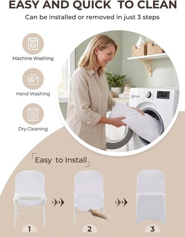 FOHERE Folding Chair Covers 30Pcs Stretch Spandex Chair Cover, Universal Fitted Slipcovers, Washable Chair Cover Protector for Wedding Party Banquet Holiday Celebration Decoration, White in Kuwait