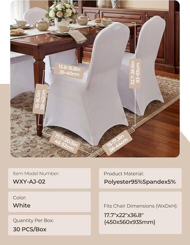 FOHERE Folding Chair Covers 30Pcs Stretch Spandex Chair Cover, Universal Fitted Slipcovers, Washable Chair Cover Protector for Wedding Party Banquet Holiday Celebration Decoration, White in Kuwait