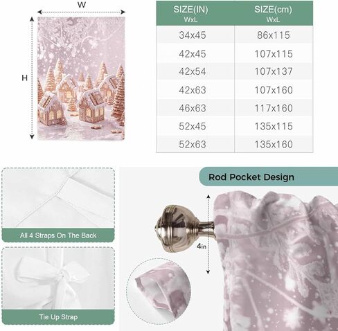 Pink Christmas Tie Up Curtains for Window, Xmas Farmhouse Snowflake Tree Cute Thermal Insulated Balloon Shade Adjustable Rod Pocket Curtains Valance Panels for Kitchen Bathroom Café 34'' x 45'' in Saudi Arabia