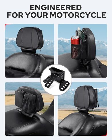 Benlari Driver Backrest Bracket, Adjustable Rider Driver Backrest Mounting Hardware Kit Fit for Harley Davidson Touring Street Glide Road Glide Electra Glide Road King CVO 1988-2024, Black in Saudi Arabia