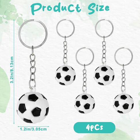 4 Pcs Soccer Ball Keychains, Portable Soccer Key Ring, Mini Football Pendant, Outdoors Keyring, Soccer-Keychain for Backpack, Cars in Kuwait
