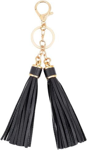 7.5 Inch PU Leather Tassel Keychains for Women Leather Key Ring Charms Car Keychain Holder Tassel Pendant Handbag Key Fob with Lobster Clasp for Bag Wallet Purse Decorations（Orange in Kuwait