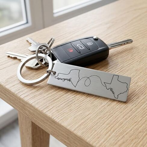 Long Distance State Keychain Custom Home Keyring State Keychain Best Friend Relationship Gift Going Away Boyfriend Girlfriend Personalized in Saudi Arabia