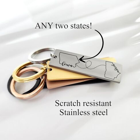 Long Distance State Keychain Custom Home Keyring State Keychain Best Friend Relationship Gift Going Away Boyfriend Girlfriend Personalized in Saudi Arabia