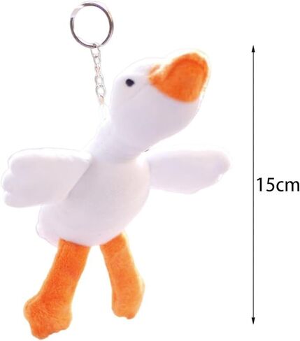 سلسلة مفاتيح سيارة على شكل بطة بيضاء من القطيفة، حشوة من القطن على شكل بطة منفوش على شكل حيوان محشو، سلسلة مفاتيح معلقة على شكل بطة للسيارة in Kuwait