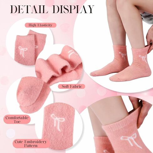 Foaincore 10 Pairs Fuzzy Socks for Women, Pink White Womens Bow Fuzzy Socks, Thick Cozy Fluffy Comfy, Cute Coquette Clothes, Winter Cozy Fluffy Warm Sock Clothing Slipper Home Sleeping in Saudi Arabia