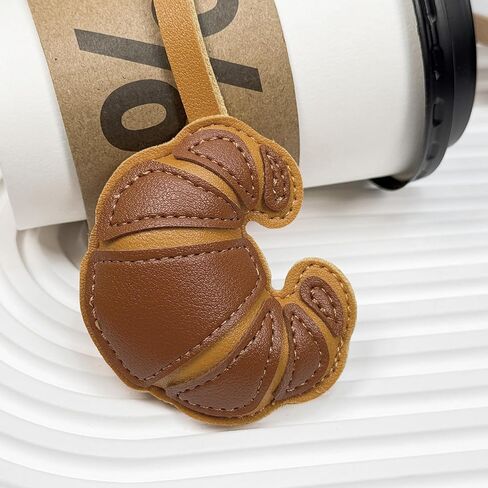 Handmade Leather Croissant Bag Charm, Cute Bread Keychain for Handbags Purses Backpack Accessories Charms in Saudi Arabia
