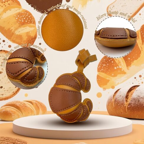 Handmade Leather Croissant Bag Charm, Cute Bread Keychain for Handbags Purses Backpack Accessories Charms in Saudi Arabia