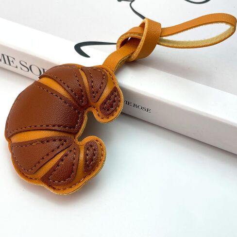 Handmade Leather Croissant Bag Charm, Cute Bread Keychain for Handbags Purses Backpack Accessories Charms in Saudi Arabia