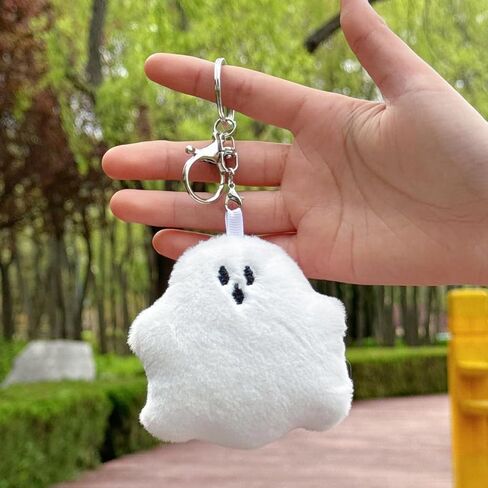 لطيف سلسلة المفاتيح شبح الأبيض، سحر حقيبة عيد الهالوين لحقائب اليد وحقائب الظهر ومحفظة سلاسل المفاتيح القطيفة الملحقات in Kuwait