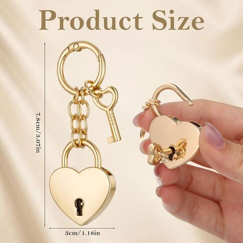 Thinp Gold Heart Padlock Bag Charms, Heart Shaped Keychain for Women Metal Mini Locks with Keys Keychain Accessories for Handbag Purse Charm Jewelry Storage Box and Diary Book in Saudi Arabia