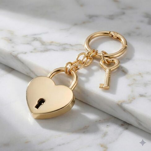 Thinp Gold Heart Padlock Bag Charms, Heart Shaped Keychain for Women Metal Mini Locks with Keys Keychain Accessories for Handbag Purse Charm Jewelry Storage Box and Diary Book in Saudi Arabia
