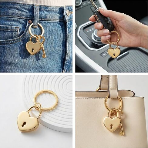 Thinp Gold Heart Padlock Bag Charms, Heart Shaped Keychain for Women Metal Mini Locks with Keys Keychain Accessories for Handbag Purse Charm Jewelry Storage Box and Diary Book in Saudi Arabia