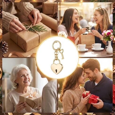 Thinp Gold Heart Padlock Bag Charms, Heart Shaped Keychain for Women Metal Mini Locks with Keys Keychain Accessories for Handbag Purse Charm Jewelry Storage Box and Diary Book in Saudi Arabia