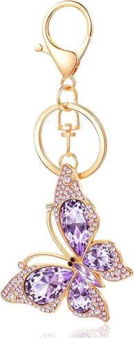 Ouligay فراشة محفظة سحر للنساء لطيف سلسلة مفاتيح مع قلادة فراشة الماس، سحر جميل لحقائب اليد، سحر سلسلة المفاتيح حقيبة الظهر لملحقات الحقيبة، الأرجواني in Kuwait