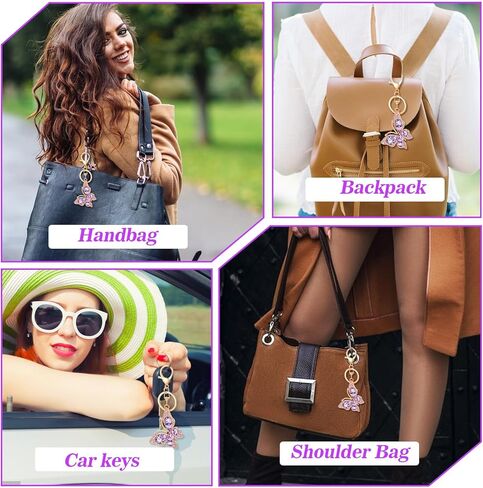 Ouligay فراشة محفظة سحر للنساء لطيف سلسلة مفاتيح مع قلادة فراشة الماس، سحر جميل لحقائب اليد، سحر سلسلة المفاتيح حقيبة الظهر لملحقات الحقيبة، الأرجواني in Kuwait