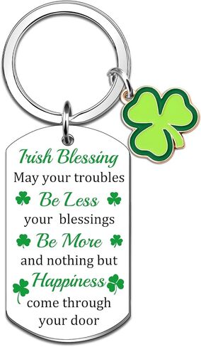 Irish Gifts For Women Men Good Luck Charms Irish Blessing Keychain St Patricks Day Decorations Gift 3 Leaf Clover Accessories Shamrock Keychains Saint Patricks Decor Keyring in Saudi Arabia