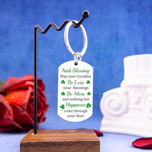 Irish Gifts For Women Men Good Luck Charms Irish Blessing Keychain St Patricks Day Decorations Gift 3 Leaf Clover Accessories Shamrock Keychains Saint Patricks Decor Keyring in Saudi Arabia