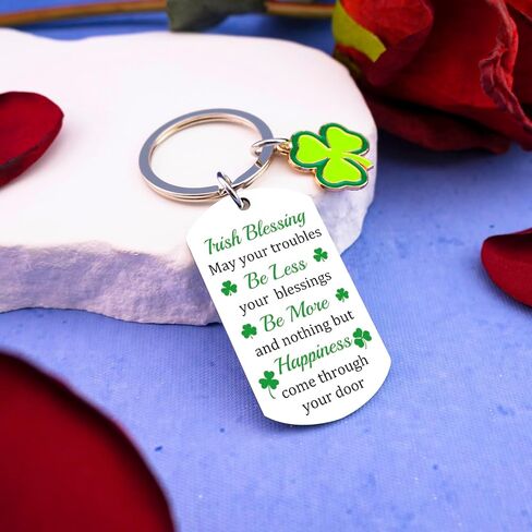 Irish Gifts For Women Men Good Luck Charms Irish Blessing Keychain St Patricks Day Decorations Gift 3 Leaf Clover Accessories Shamrock Keychains Saint Patricks Decor Keyring in Saudi Arabia