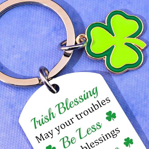 Irish Gifts For Women Men Good Luck Charms Irish Blessing Keychain St Patricks Day Decorations Gift 3 Leaf Clover Accessories Shamrock Keychains Saint Patricks Decor Keyring in Saudi Arabia