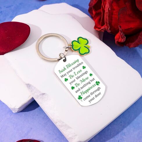 Irish Gifts For Women Men Good Luck Charms Irish Blessing Keychain St Patricks Day Decorations Gift 3 Leaf Clover Accessories Shamrock Keychains Saint Patricks Decor Keyring in Saudi Arabia