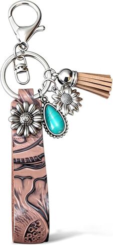 Western Keychain Turquoise Bag Charm Wrangler Keychain Purse Charms for Handbags Boho Jewelry Gifts for Women Trendy in Kuwait