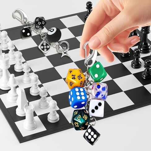 2pcs Dice & 8 Ball Keychain, Magic Dice Bag Charm, y2k Aesthetic Keychain for Women Men Car Key Handbag Purse Charm Accessories Gifts in Saudi Arabia