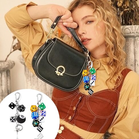 2pcs Dice & 8 Ball Keychain, Magic Dice Bag Charm, y2k Aesthetic Keychain for Women Men Car Key Handbag Purse Charm Accessories Gifts in Saudi Arabia