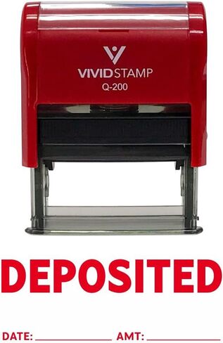 DEPOSITED with Date Amount Line Self Inking Rubber Stamp (Red Ink) - Medium in Saudi Arabia