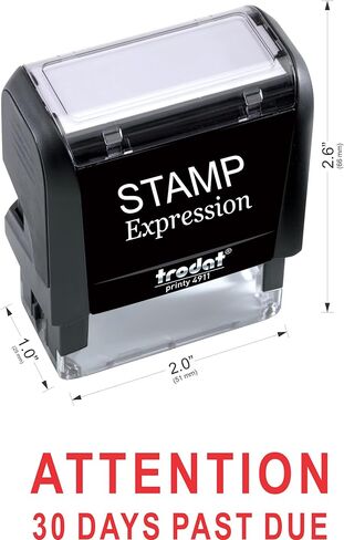 StampExpression - Attention 30 Days Past Due Office Self Inking Rubber Stamp - Red Ink (A-5214) in Saudi Arabia