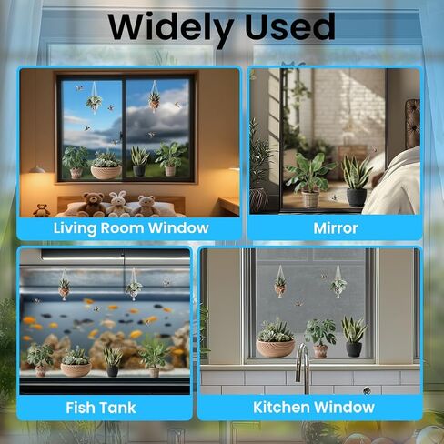 ANATTASOUL Static Window Clings Realistic Potted Plants 1 Sheet Reusable Window Decals for Glass, 47.24" x 11.8" Removable Double Sided Window Sticker for Room Office Home Decoration in Saudi Arabia
