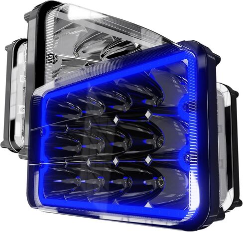 ROLINGER 4PCS Off Road Plug and Play Sealed Beam LED Light H4651 H4652 H4656 H6545 4X6 LED Lights with RGB Halo Function Rectangular Off-Road Lights for Peterbilt Kenworth Freightliner in Saudi Arabia
