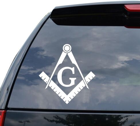 ملصق لاصق من DiamondCutStickerz Freemason Masonic Tools لديكور جدار الكمبيوتر المحمول للسيارة والشاحنات والدراجات النارية - الحجم (05 بوصة / 13 سم طول) - اللون أبيض (لمسة نهائية لامعة) in Saudi Arabia