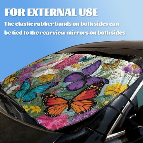 Butterfly Car Windshield Sunshades Flower Garden Colorful Floral Monarch Front Window Sun Shade Rays Sun Shade Visor Protector for Car Sedan Truck SUV Accessories 59" L x 31.5" W in Saudi Arabia