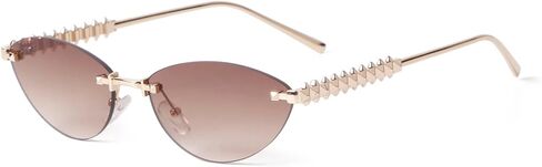 ADE WU Vintage Rimless Sunglasses Retro Cat eye Luxury Gold Metal Frameless Cateye Sunnies in Saudi Arabia
