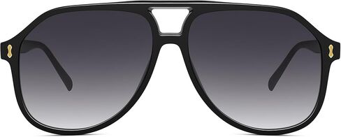 Oversized Aviator Sunglasses for Women, Retro 70s Square Thick Frame Glasses with Double Bridge in Saudi Arabia