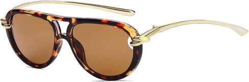 نظارة شمسية طويلة عصرية بتصميم كلاسيكي للنساء بجسر مزدوج 70s Aviator Sunies A2260 in Kuwait