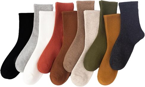 جوارب نسائية قطنية، جوارب دائرية ناعمة للاستخدام اليومي للنساء، 10 أزواج من الجوارب الكاجوال المريحة القابلة للتنفس in Kuwait