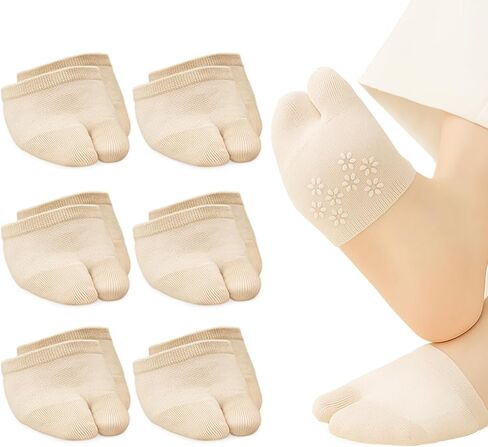 Women's Tabi Inspired Low Cut Split Toe Half Socks - Cotton Invisible Lightweight Liner Toe Topper Covers for Mules Clogs in Saudi Arabia