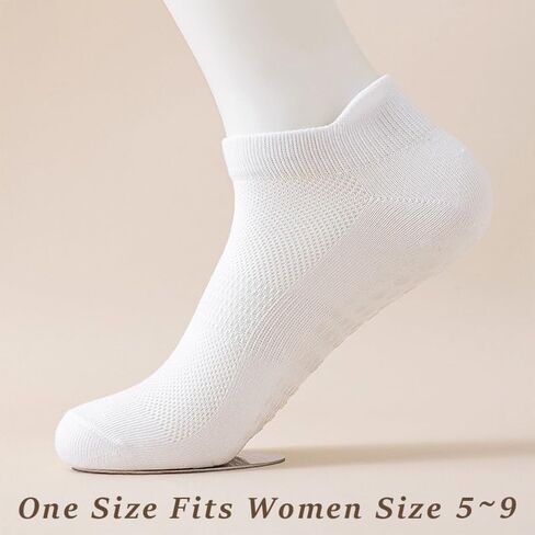 Women's Non-Slip Yoga Socks with Silicone Grips Cotton Ankle Sock for Pilates Barre Hospital Home Workouts‌ in Saudi Arabia